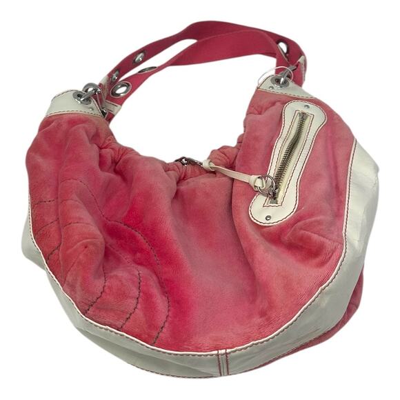 Juicy Couture Pink Suede Shoulder Bag with Charm – Vintage Y2K Logo Purse - Picture 7 of 13